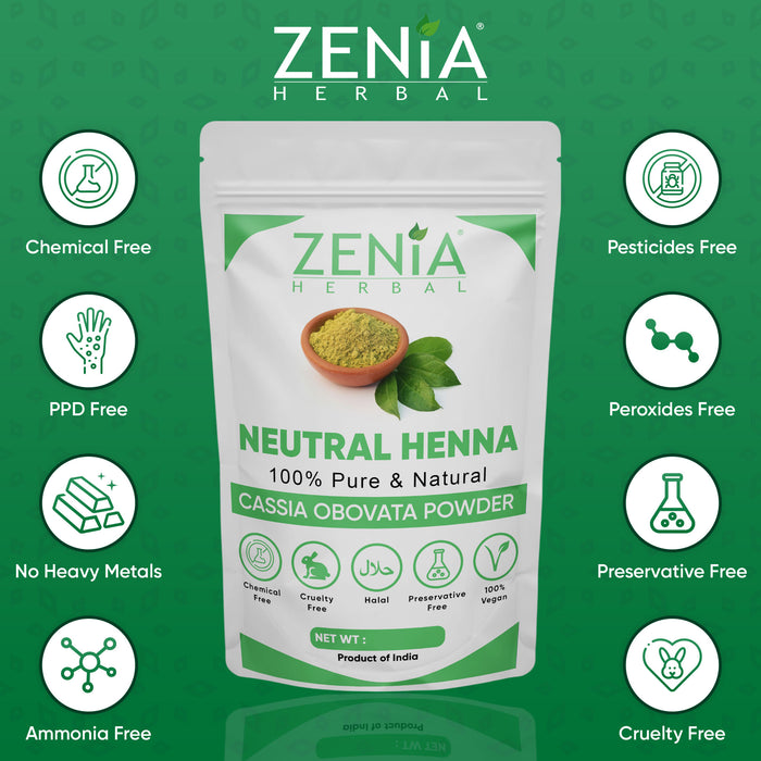 Zenia 100% Pure Neutral Henna Powder (Cassia Obovata) Colorless Henna for Hair 2022 Crop