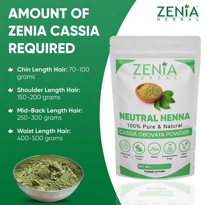 Zenia 100% Pure Neutral Henna Powder (Cassia Obovata) Colorless Henna for Hair 2022 Crop