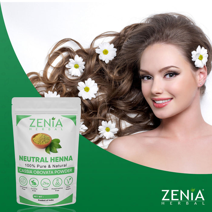 Zenia 100% Pure Neutral Henna Powder (Cassia Obovata) Colorless Henna for Hair 2022 Crop