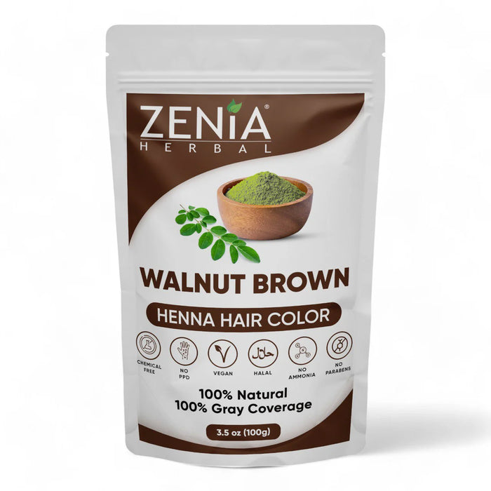 Zenia Organic Henna Hair Color Medium Brown now called walnut brown 100g